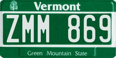 VT license plate ZMM869