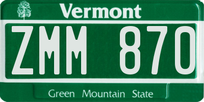VT license plate ZMM870