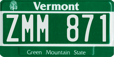 VT license plate ZMM871