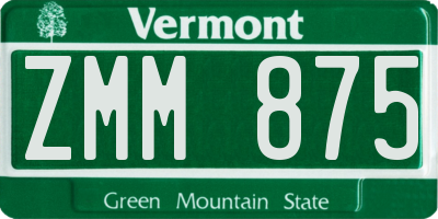 VT license plate ZMM875