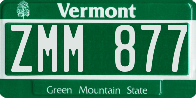 VT license plate ZMM877