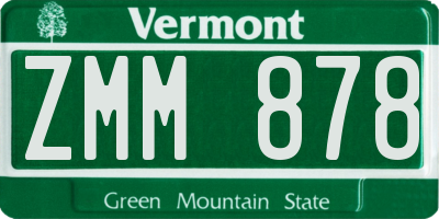 VT license plate ZMM878