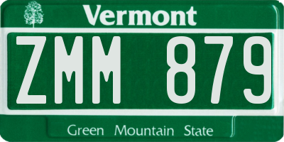 VT license plate ZMM879
