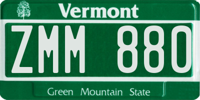 VT license plate ZMM880