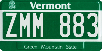 VT license plate ZMM883