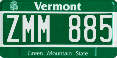 VT license plate ZMM885