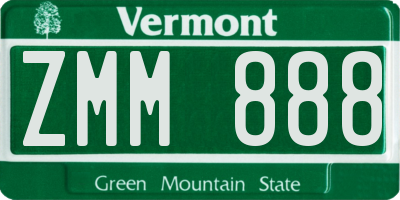 VT license plate ZMM888