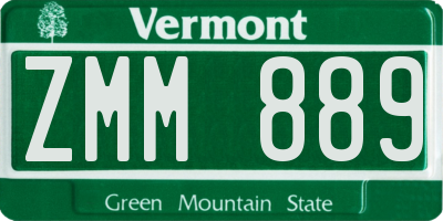 VT license plate ZMM889