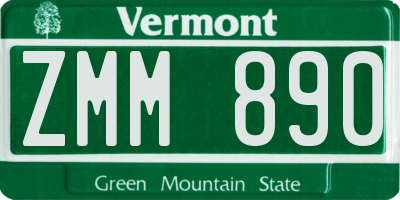 VT license plate ZMM890