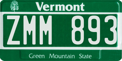 VT license plate ZMM893
