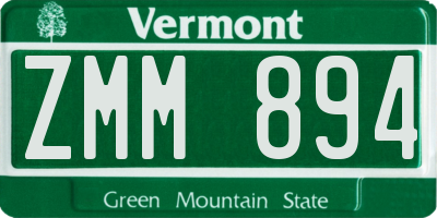VT license plate ZMM894