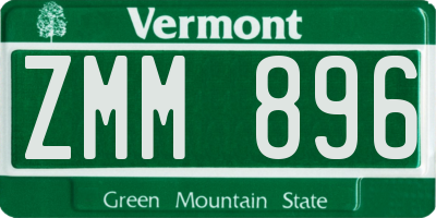 VT license plate ZMM896
