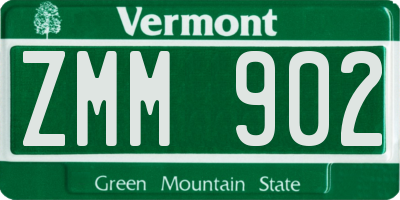 VT license plate ZMM902