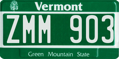 VT license plate ZMM903