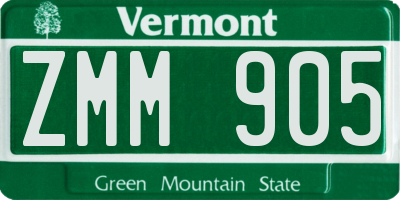 VT license plate ZMM905