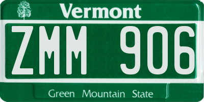 VT license plate ZMM906
