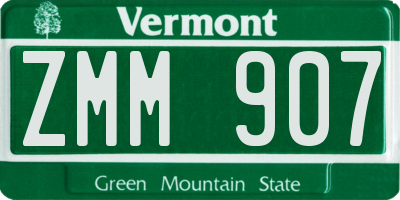 VT license plate ZMM907