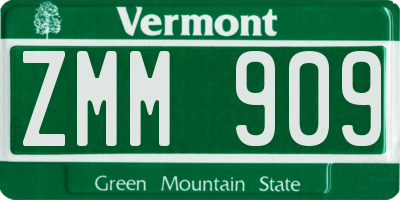 VT license plate ZMM909