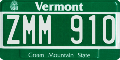 VT license plate ZMM910