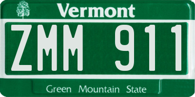 VT license plate ZMM911