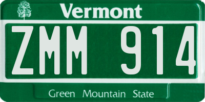 VT license plate ZMM914