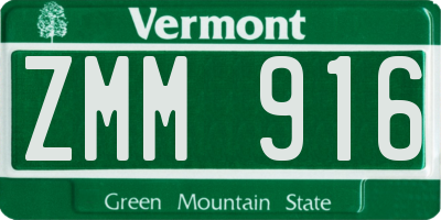 VT license plate ZMM916
