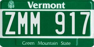 VT license plate ZMM917