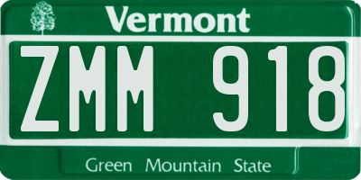 VT license plate ZMM918