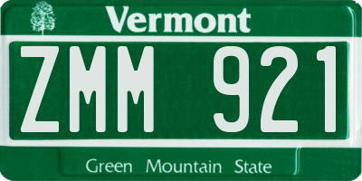 VT license plate ZMM921
