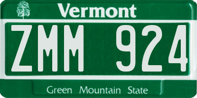 VT license plate ZMM924