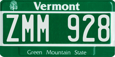VT license plate ZMM928