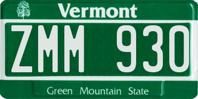 VT license plate ZMM930