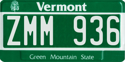 VT license plate ZMM936