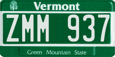 VT license plate ZMM937