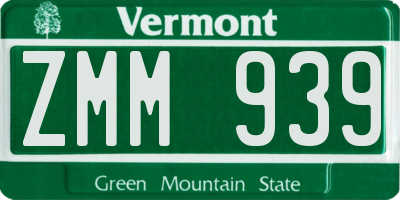 VT license plate ZMM939