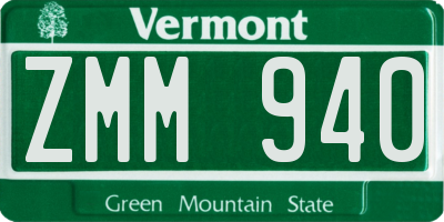 VT license plate ZMM940