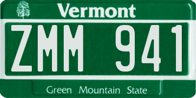 VT license plate ZMM941
