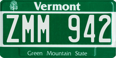 VT license plate ZMM942