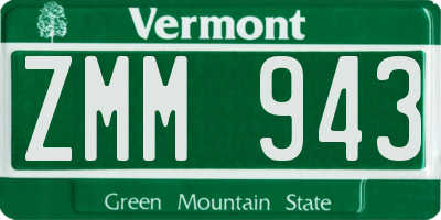 VT license plate ZMM943