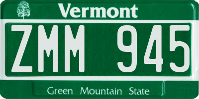 VT license plate ZMM945