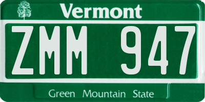 VT license plate ZMM947