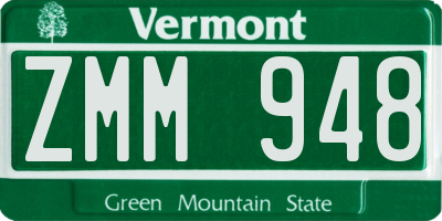 VT license plate ZMM948