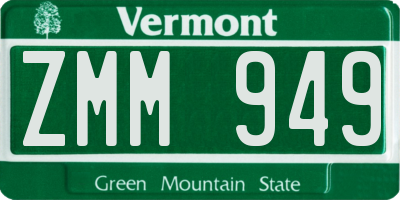 VT license plate ZMM949