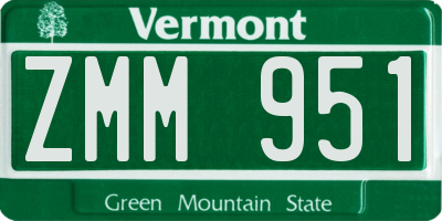 VT license plate ZMM951
