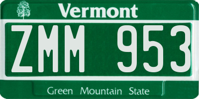 VT license plate ZMM953