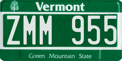 VT license plate ZMM955