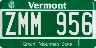 VT license plate ZMM956