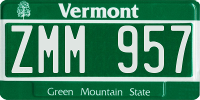 VT license plate ZMM957