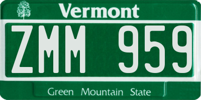 VT license plate ZMM959
