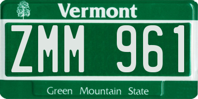 VT license plate ZMM961